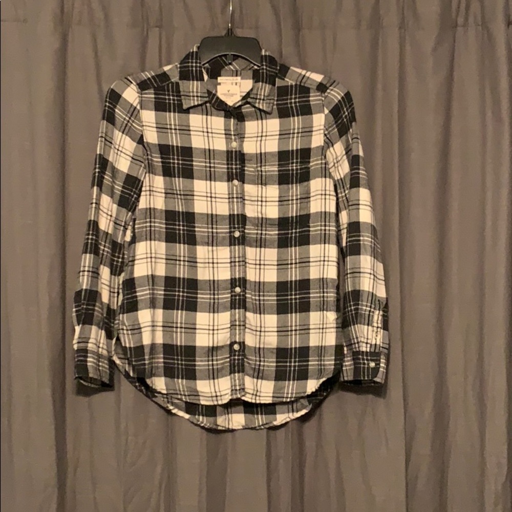Adult small plaid button down shirt